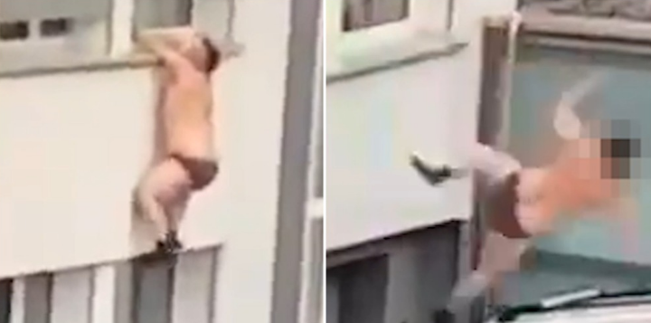 Burri kthehet më shpejt në shtëpi, dashnori i gruas bie nga dritarja! (VIDEO)