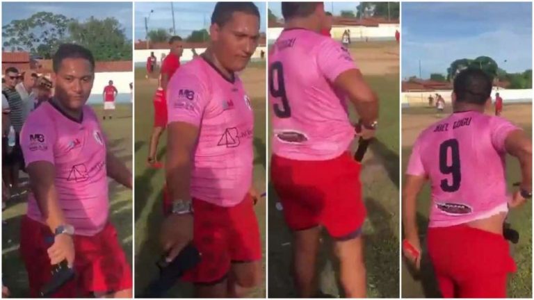 Çmendet arbitri, iu nxjerr pistoletën tifozëve të irrituar (VIDEO)