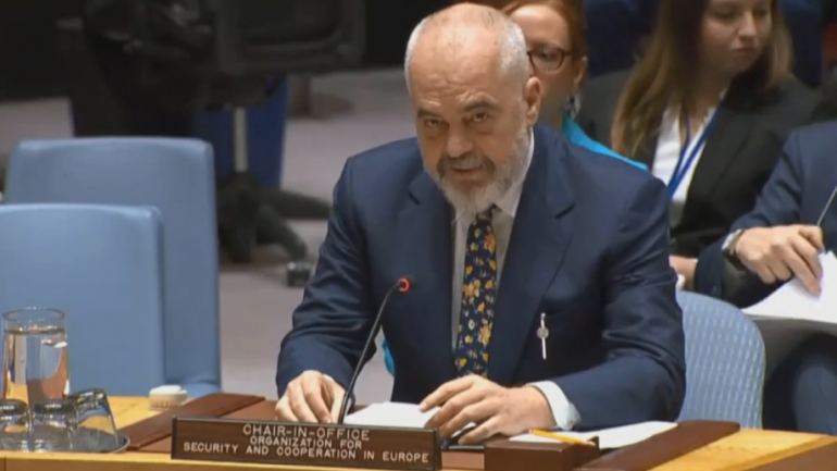 Rama prezanton në Këshillin e Sigurimit të OKB prioritetet në krye të OSBE