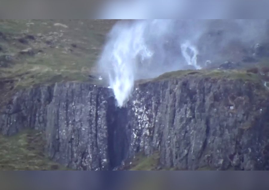 E pazakontë/ Stuhia ngre në ajër ujëvarën (VIDEO)
