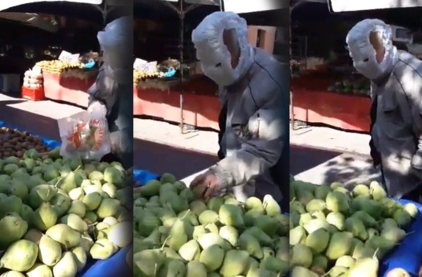 I moshuari del të bëjë pazar, në vend të maskës kishte bebelina