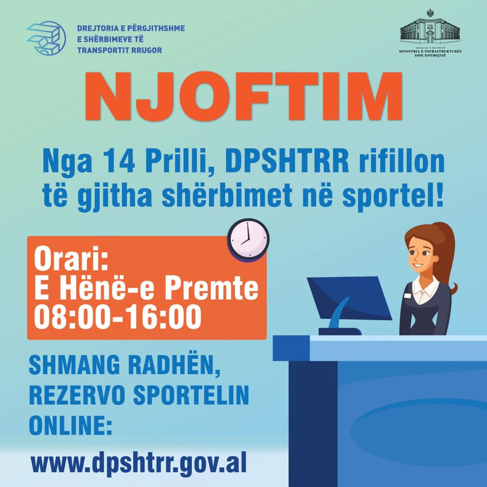DPSHTRR rifillon të gjitha shërbimet në sportel! Tirana dhe Durrësi vetëm me rezervim online!