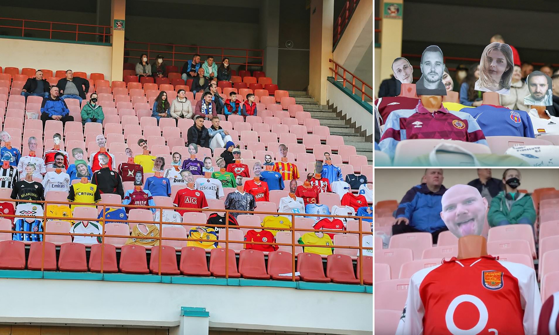 Bjellorusia luan futboll! Stadiumi, plot me tifozë ‘fake’