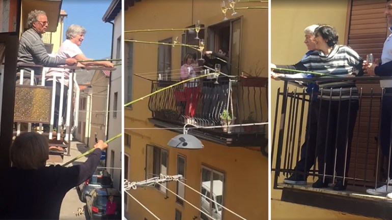 “Shpikja” më e re e italianëve, të ngresh dolli në karantinë (VIDEO)