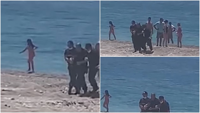 Shkoi të largonte pushuesit, por policit i bie të fikët. Kolegët e largojnë (VIDEO)