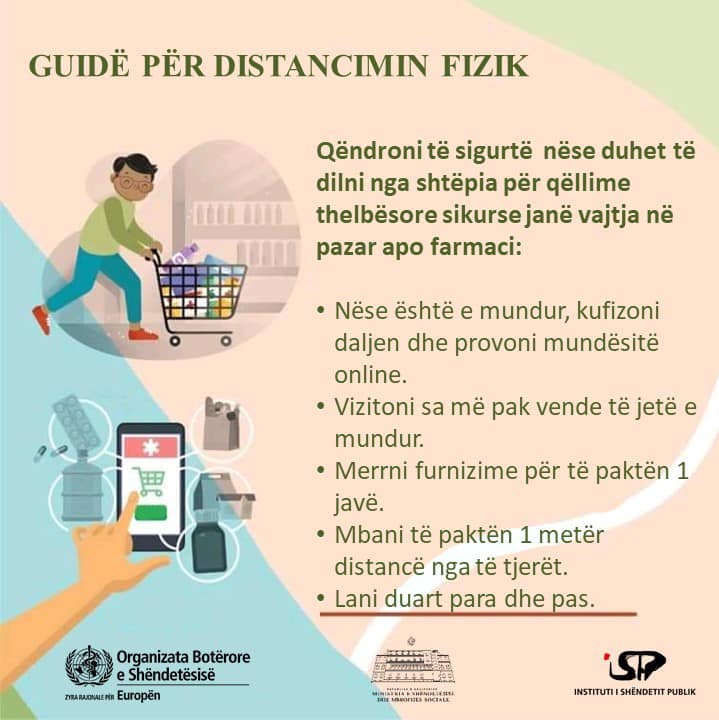 ISHP këshillon qytetarët: Merrni ushqime për 1 javë, mbani distancë
