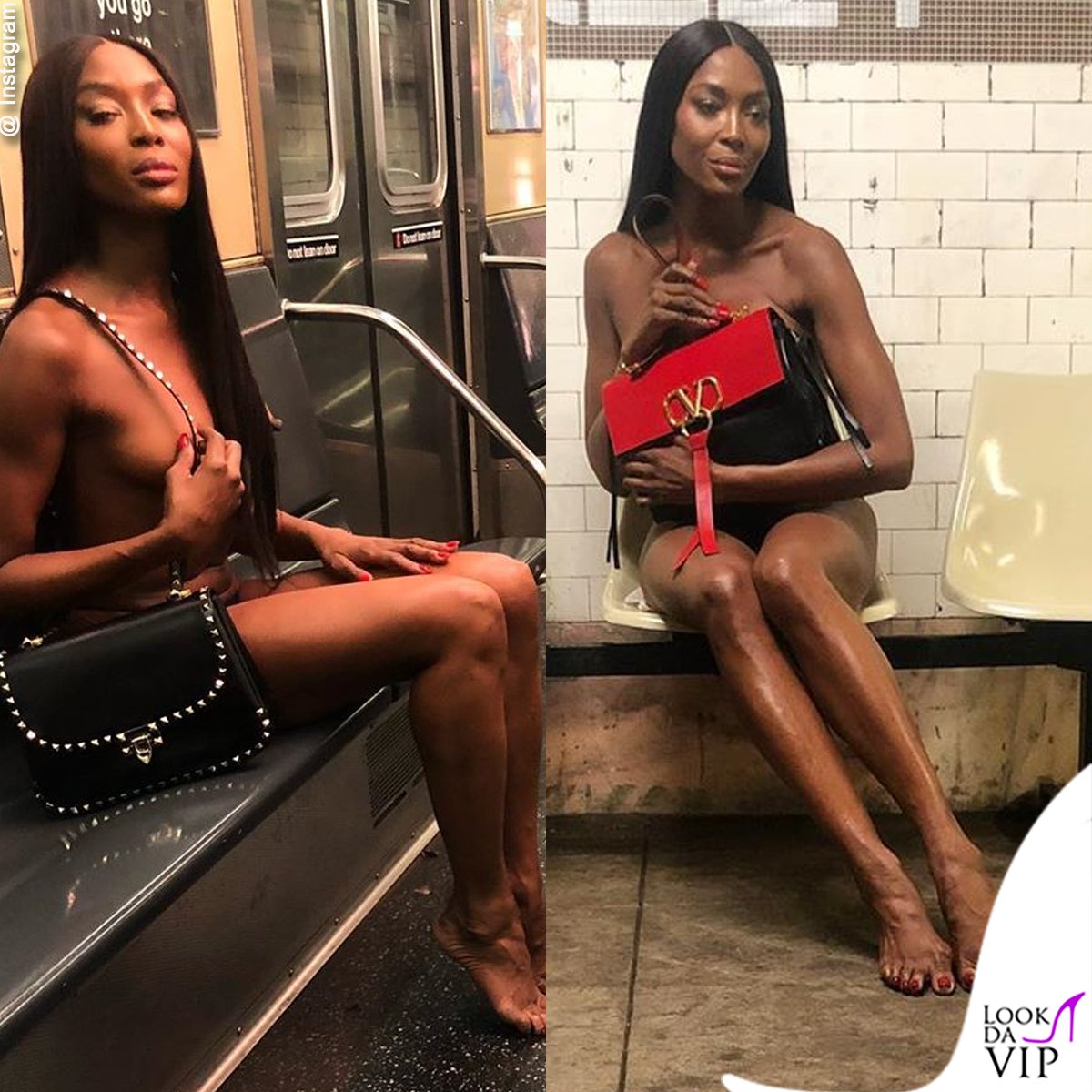 Supermodelja Naomi Campbell pozon nudo në metro (FOTO)