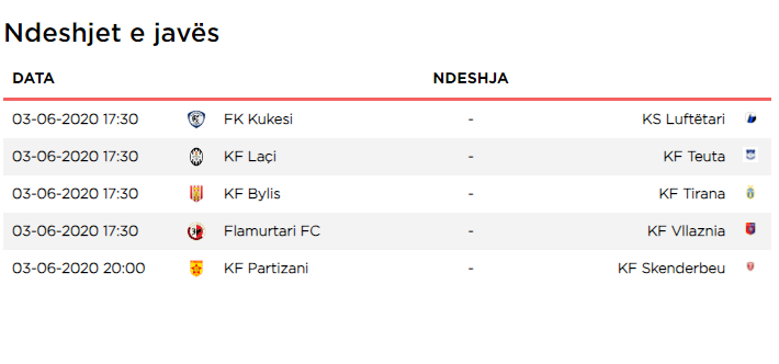 FSHF përcakton kalendarin e javës së 27-të, luhet në 2 fasha oraresh!