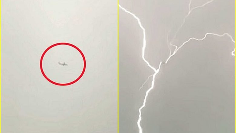 Momenti kur avioni me pasagjerë goditet nga disa rrufe (VIDEO)