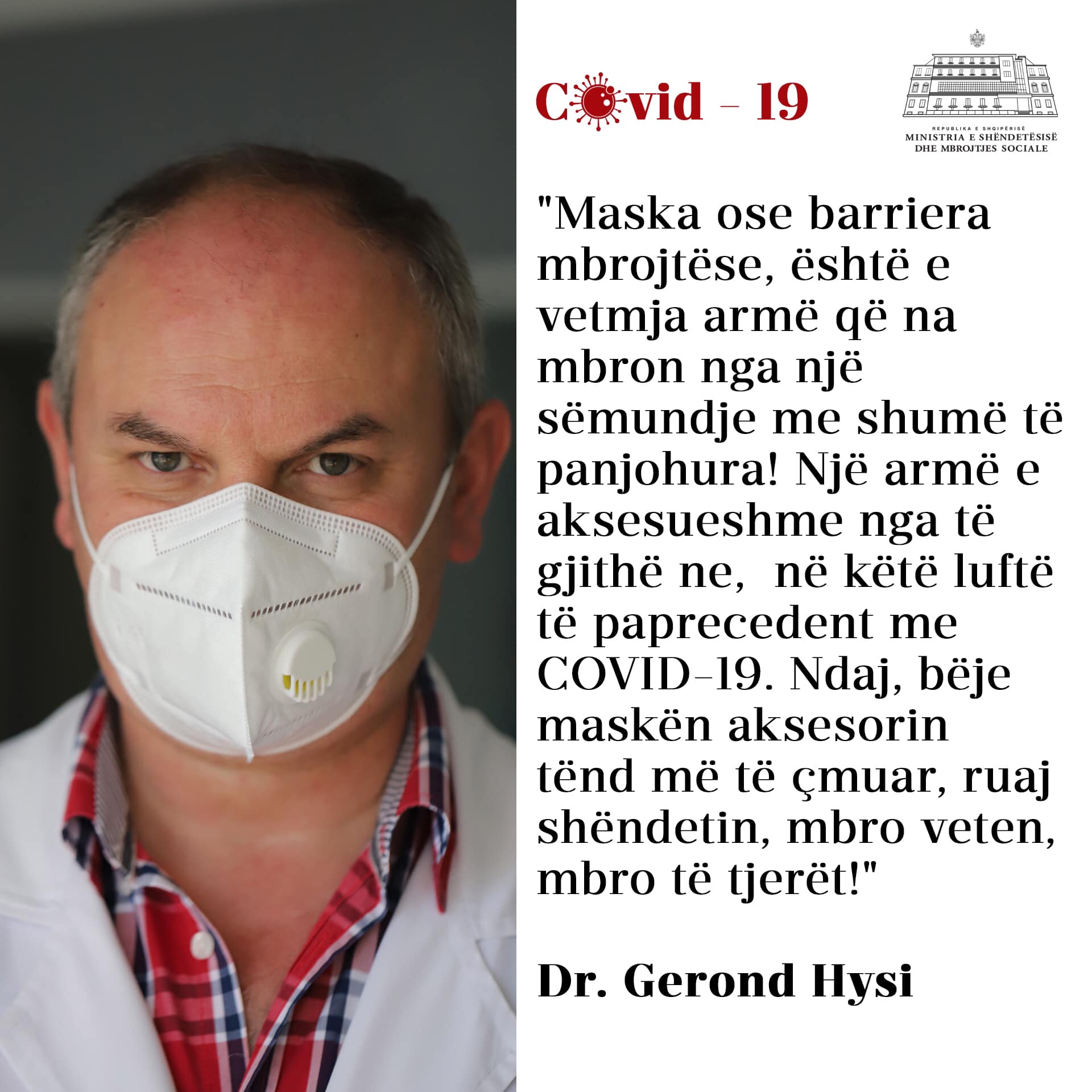 Ministrja Manastirliu shpërndan apelin e mjekut: Bëje maskën aksesorin tënd më të çmuar