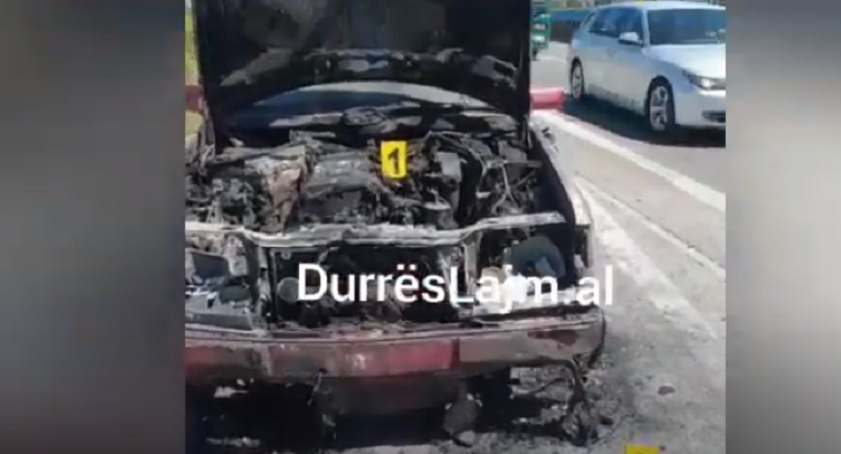Merr flakë një “Benz” në autostradë pranë mbikalimit të Shkozetit (VIDEO)