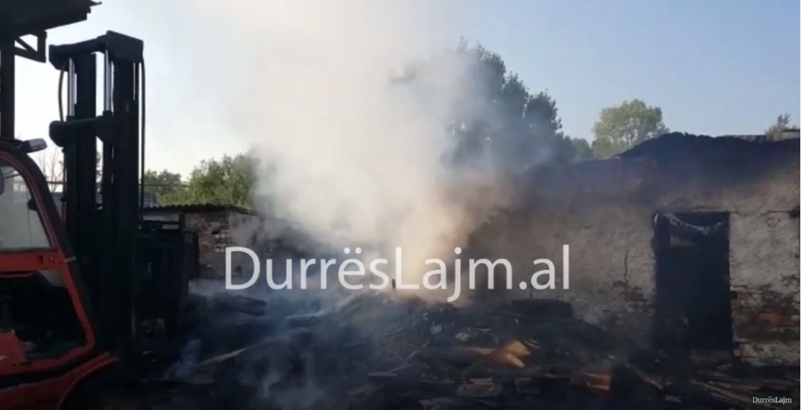 Fabrika e përpunimit të drurit në Fushë-Krujë që u përfshi nga flakët (VIDEO)
