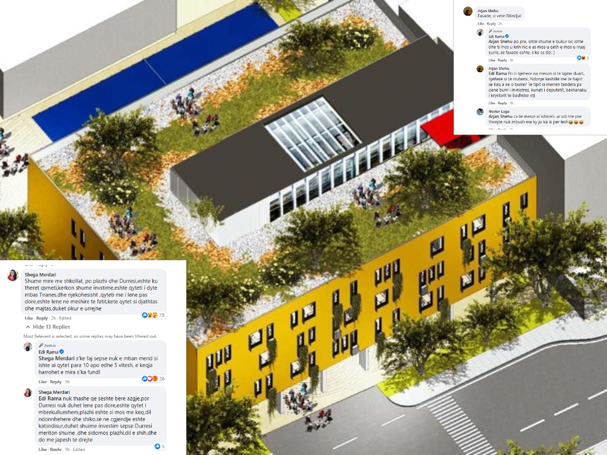 Rama publikoi fotot 3D të shkollës, por komentuesit nga Durrësi i përvishen keq. Replikat me kryeministrin