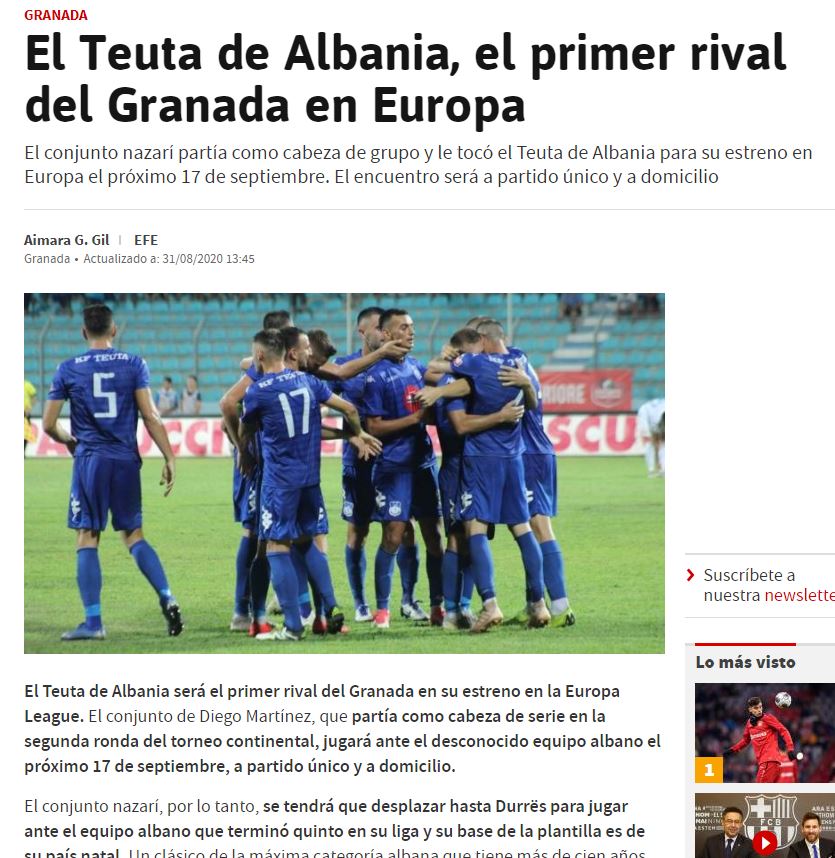 Granada bën debutim historik në Europë përballë Teutës, shikoni çfarë shkruan prestigjiozia “AS”