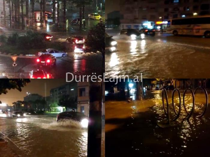 Përmbytet sërish Durrësi, uji “pushton” rrugët dhe trotuaret (FOTO & VIDEO)