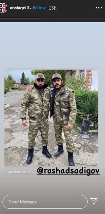 Trajneri azer bëhet ushtar në luftë kundër Armenisë, e mbështet dhe ish-kapiteni i Shqipërisë