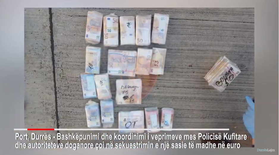 Nami në portin e Durrësit, kapen rreth 295 mijë euro (VIDEO)