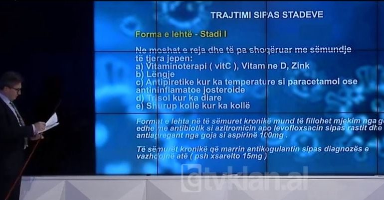 Lista e ilaçeve/ Forma të mesme dhe të lehta, protokolli i trajtimit të Covid në Shqipëri