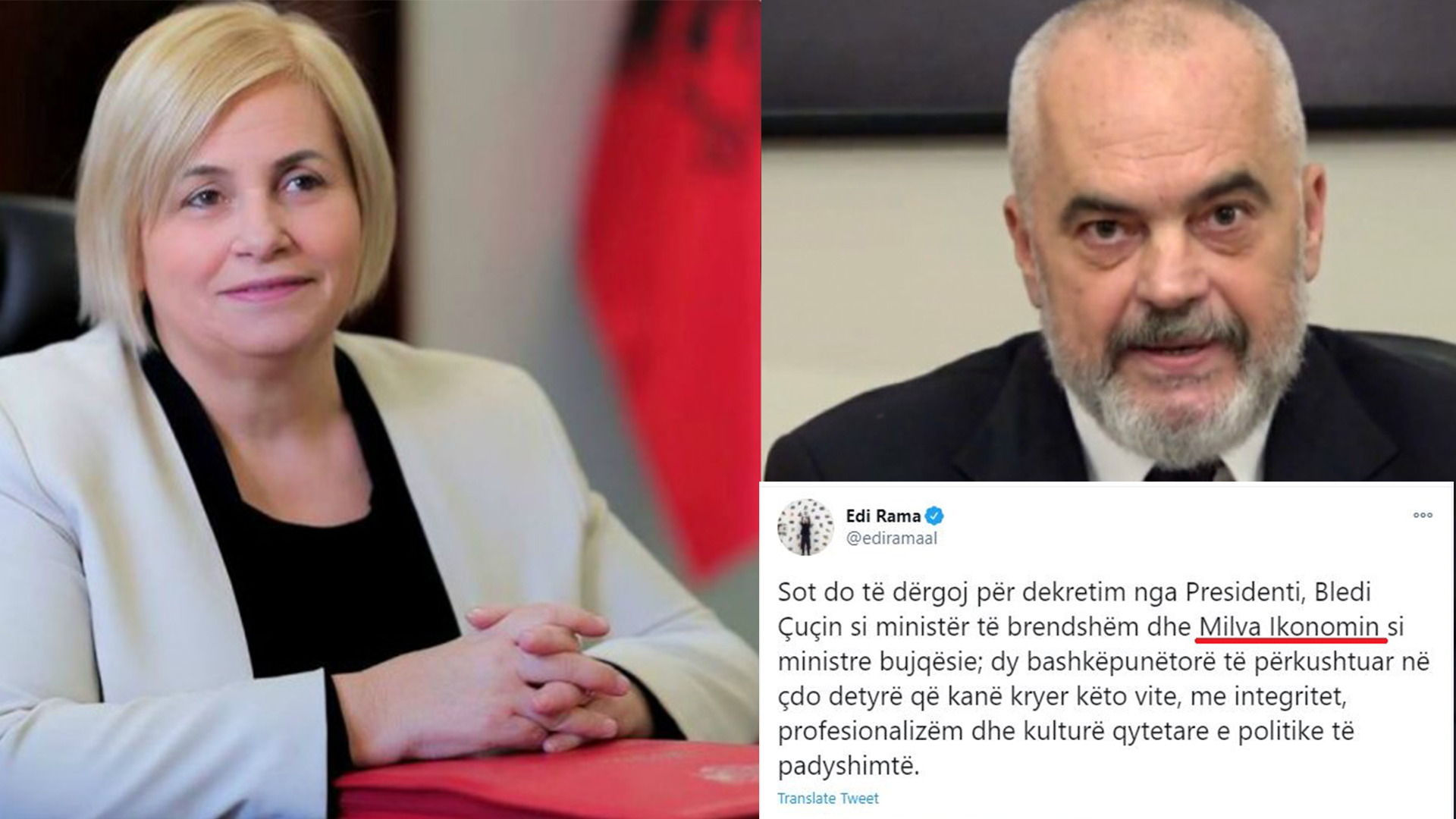 Gafa e Ramës me deputeten e Durrësit, që e propozoi për Ministre Bujqësie