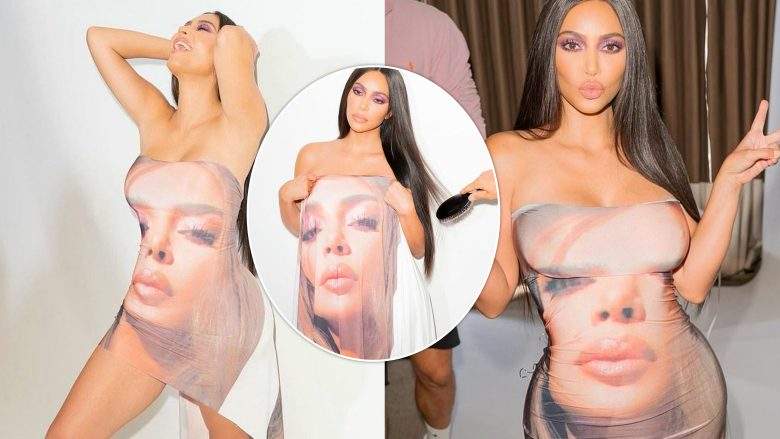 Fustan me fytyrën e saj, Kim Kardashian pozon për koleksionin e ri (FOTO)