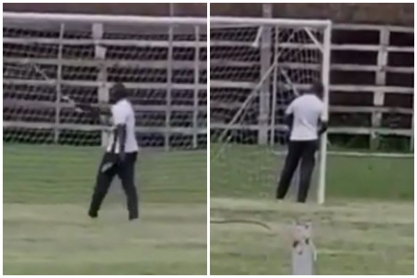 E pazakontë/ Urinoi te shtylla e portës para ndeshjes, përjashtohet trajneri