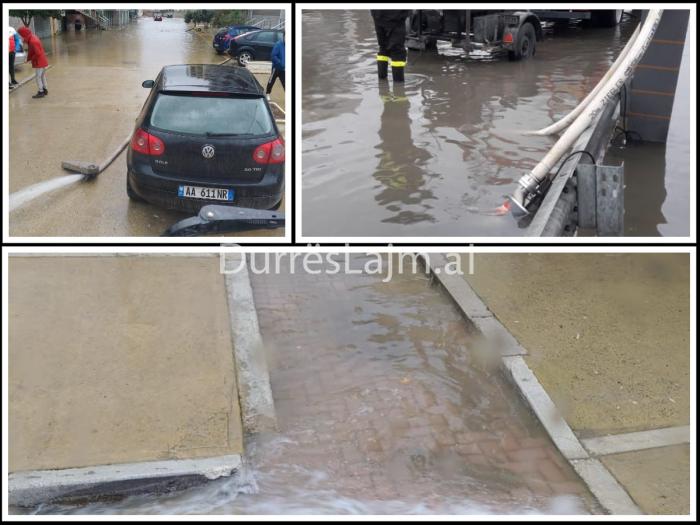 Përmbytjet në Durrës, situatë e rënduar në lagjet nr.13 dhe 14 (FOTO)