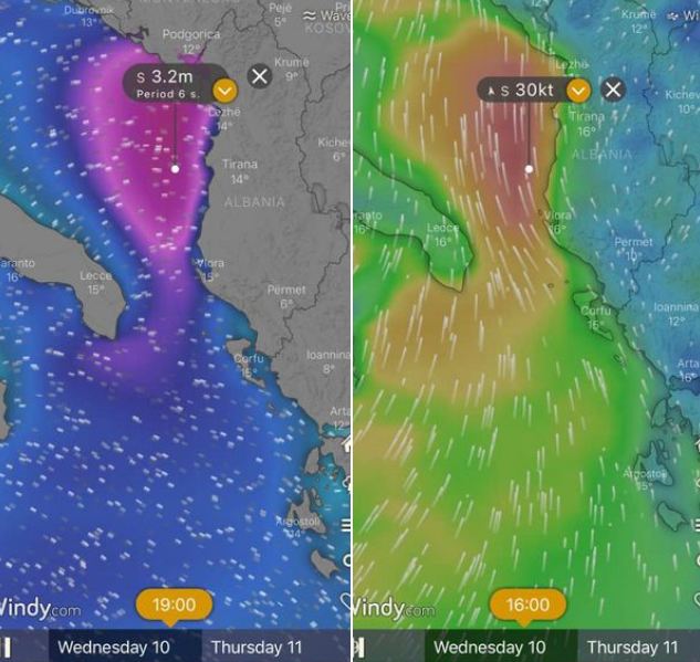 Përkeqësimi i motit, Drejtoria e Përgjithshme Detare: Dallgë mbi 3 m