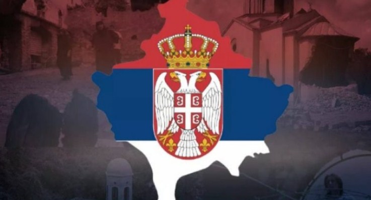 Vuçiç publikon foto me hartën e Kosovës të mbuluar me flamurin serb