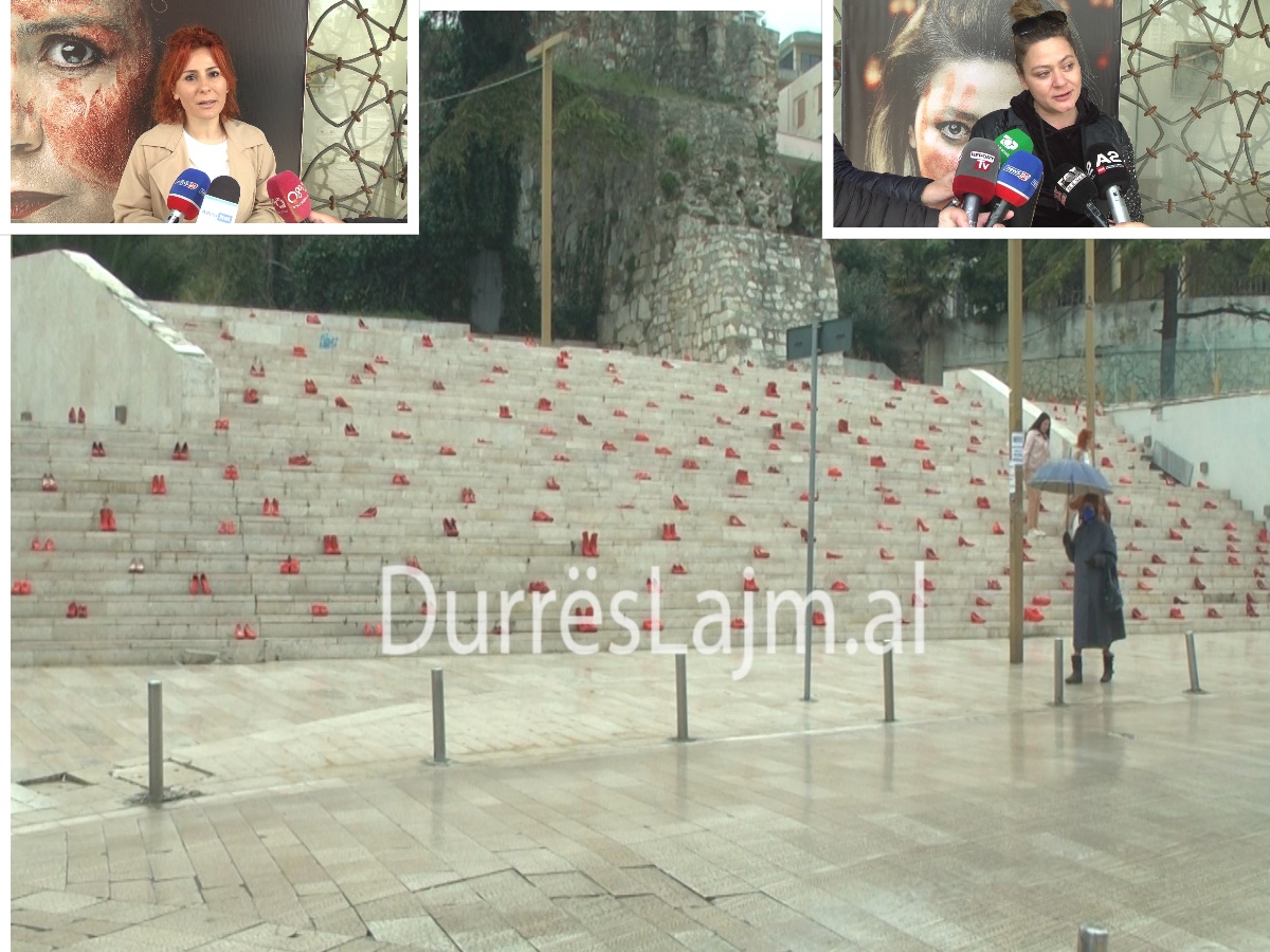 8 Marsi në Durrës, “Këpucë të kuqe” për gratë që humbën jetën si pasojë e dhunës (VIDEO)