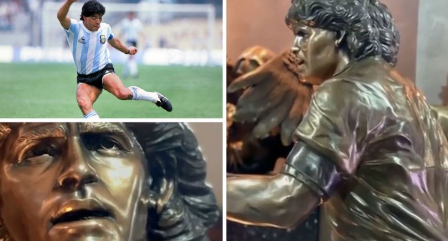 Figura e Maradonës skalitet në bronz, ndërtohet skulptura me përmasat identike
