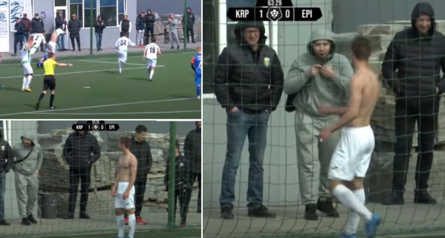 Rrengu i tifozëve, sulmuesi ukrainas “humbet” fanellën pas golit (VIDEO)