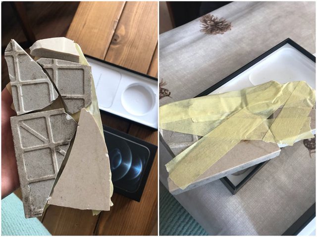 Porositi online një IPhone 12 ProMax, por mori një pllakë të thyer