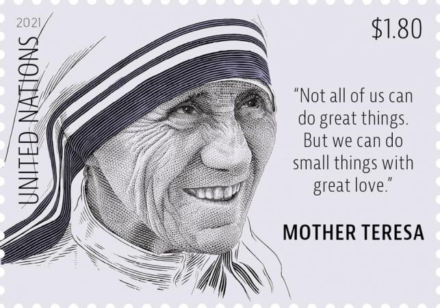 Administrata Postare e Kombeve të Bashkuara vendos imazhin e Nënë Terezës në pullën e postës