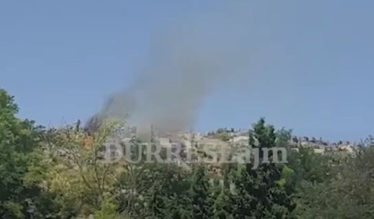 VIDEOLAJM/ Bie zjarr në varrezat e reja të qytetit të Durrësit