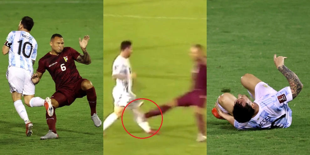 Ndërhyrje horror, futbollisti i Venezuelës rrezikoi t’i thyente këmbën Leo Mesit