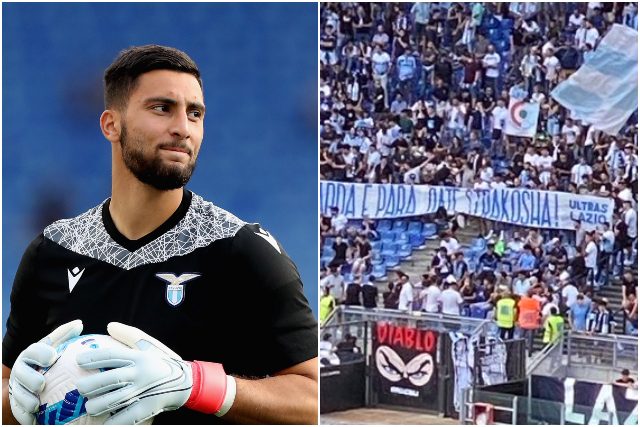 Tifozët e Lazios shpalosën pankartë, Strakosha shpërthen në lot