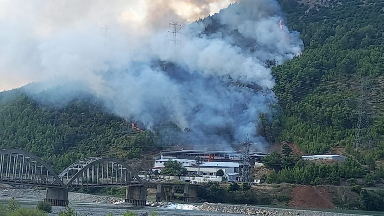 Stalla e bagëtive përfshihet nga zjarri, zjarrëfikësja po punon për shuarjen e flakëve