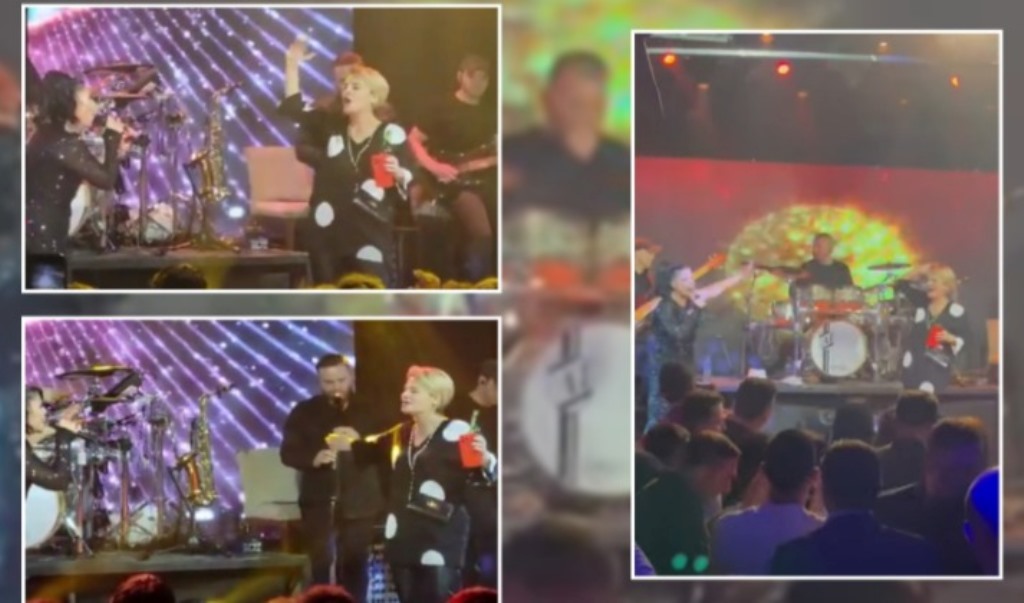 Se keni parë kurrë kështu/ Me birrë në dorë, Monika Kryemadhi këndon në skenë me Aurela Gaçen (VIDEO)