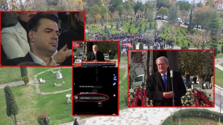 Lulzim Basha “kapet” duke ndjekur fjalimin e Berishës në monumentin e Azem Hajdarit (FOTO)