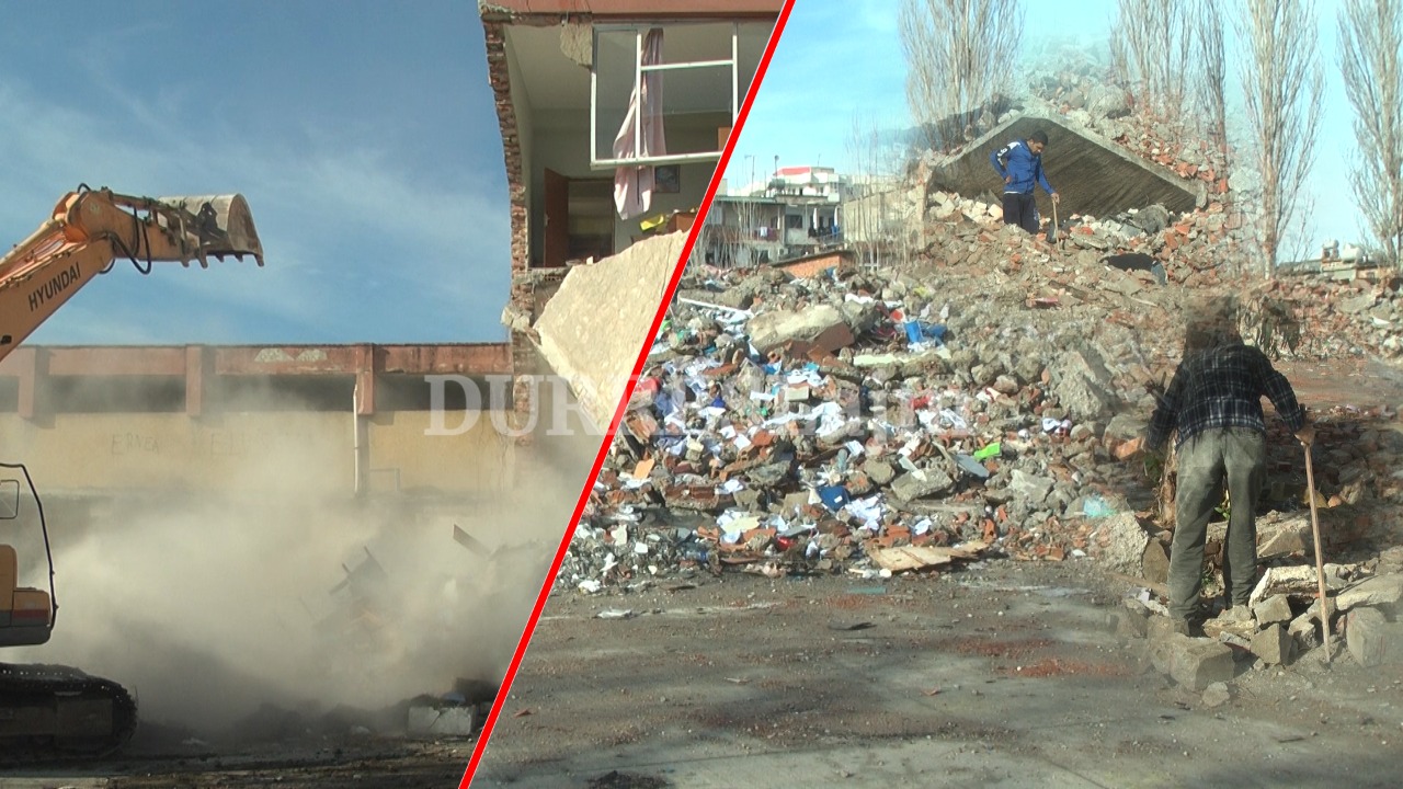 1.5 muaj pas shembjes, inertet tek shkolla &#8220;Naim Frashëri&#8221; nuk janë larguar. Të papunët:  Nxjerrim skrap për të siguruar bukën e gojës (VIDEO)