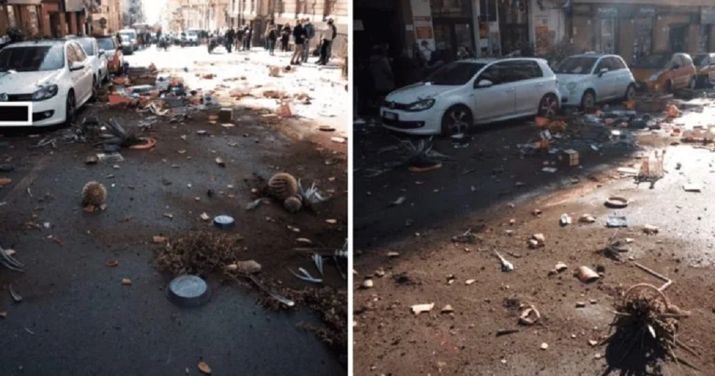 VIDEO/ “Çmendet” gruaja në mes të qytetit, del nudo në ballkon dhe hedh sende të forta mbi kalimtarët