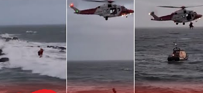 Momente tmerri, nëna dhe fëmija rrëzohen në shkëmbinjtë e thepisur (VIDEO)