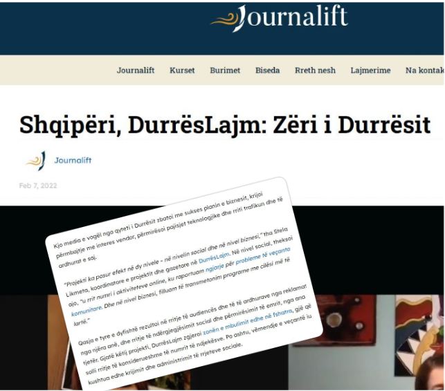 Journalift artikull për &#8220;DurrësLajm&#8221;: Zëri i Durrësit! Krijoi përmbajtje me interes vendor