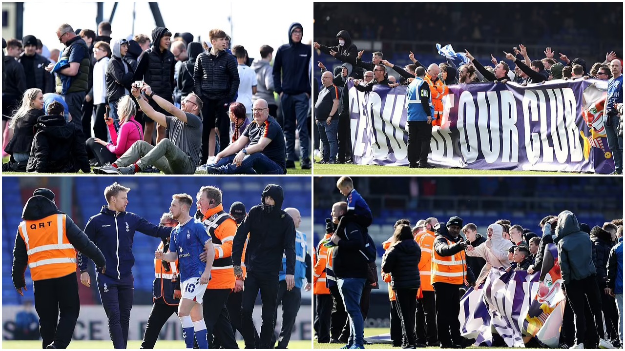 Bien një ligë më poshtë për herë të parë në histori, tifozët bllokojnë fushën