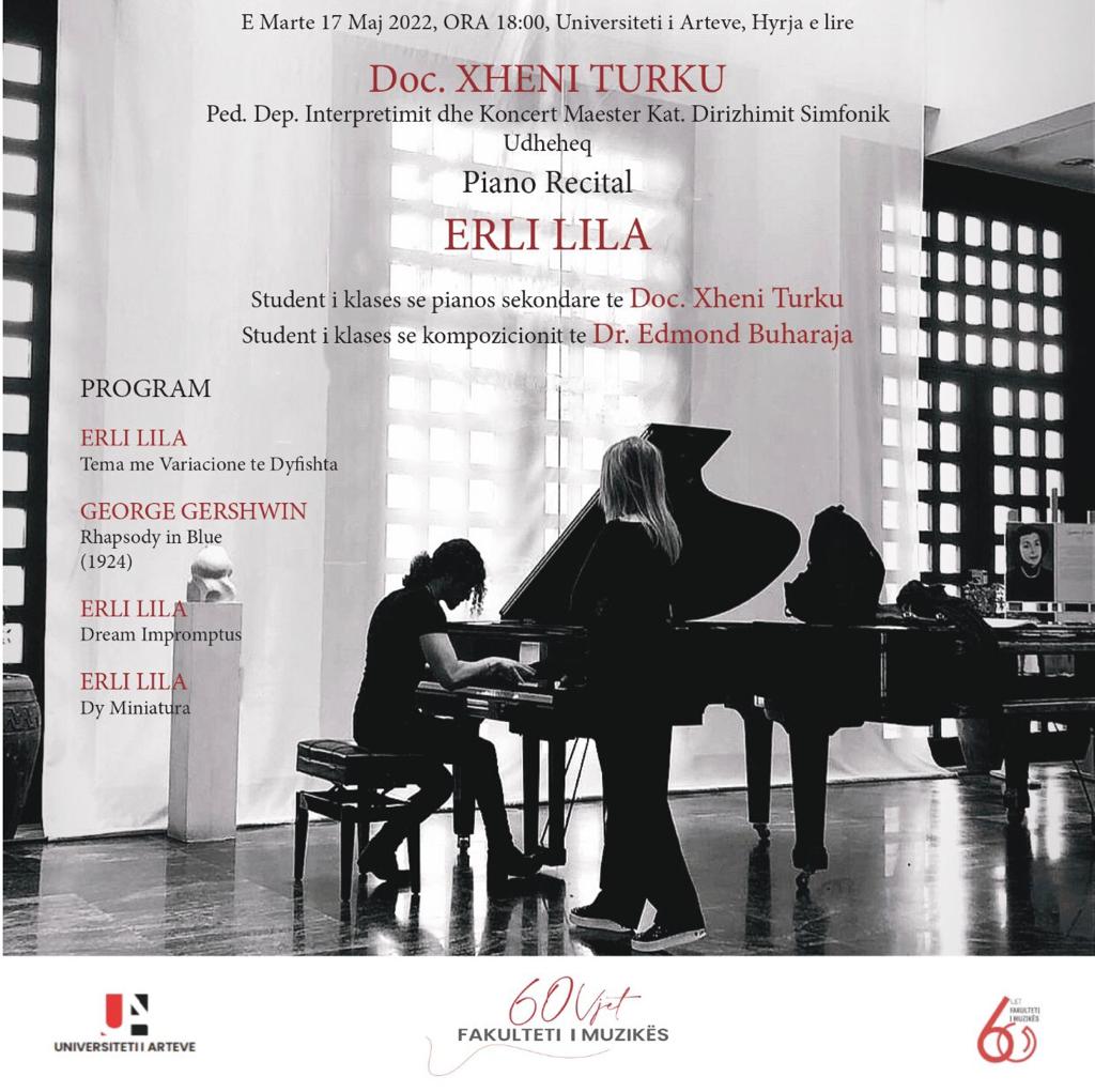 Studenti nga Durrësi Erli Lila – koncert recital në piano me krijimet e tij