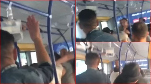 Sherr në autobus, dy burra zihen me grushte, ndërhyn një grua (VIDEO)
