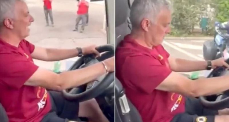 Video epike/ Mourinho i jep autobusit të ekipit të Romës, për pak sa nuk e pëson keq