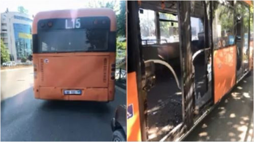 Aksidentohet autobusi në Tiranë, përplaset me koshin e mbeturinave