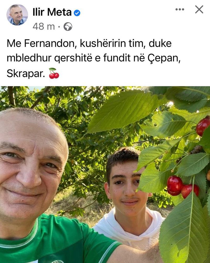 Ilir Meta braktis presidencën për të vjelë qershitë e Skraparit