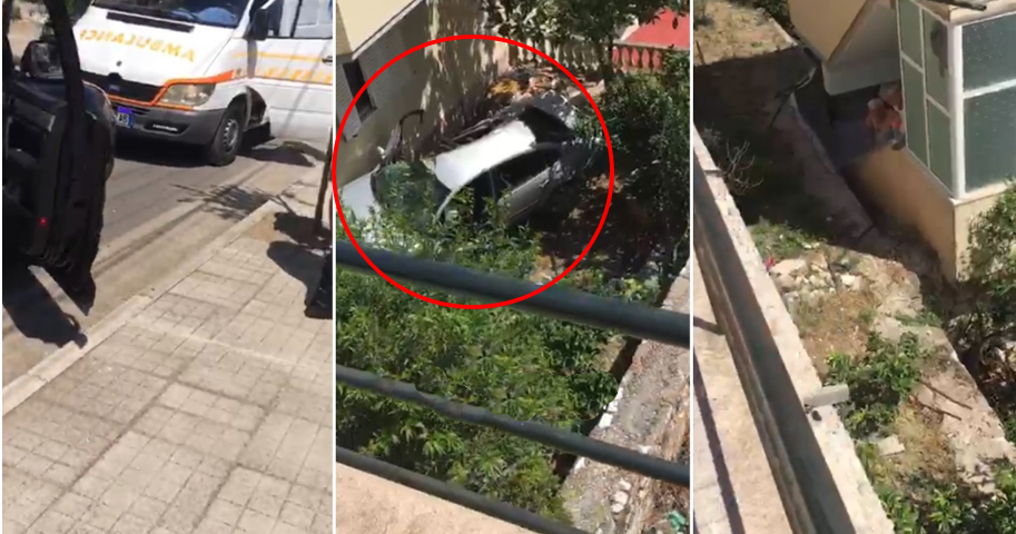 Makina del nga rruga dhe përfundon në oborrin e shtëpisë